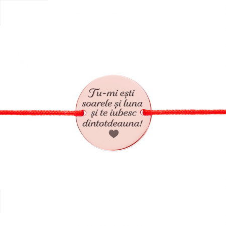 Cadouri personalizate de Paste - Bratara Argint snur si banut 17 mm personalizata cu mesaj