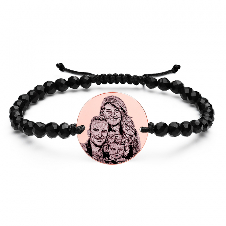 Bratara cu Banut Personalizat cu Poza si Snur Onix Fatetat [8]