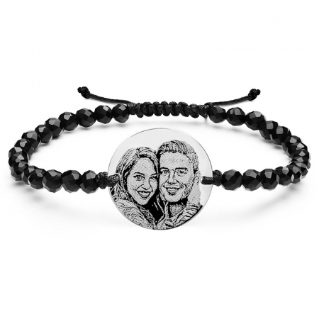 Bratara cu Banut Personalizat cu Poza si Snur Onix Fatetat [4]