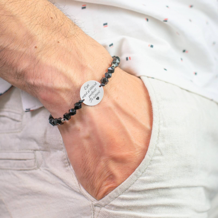 Bratara barbati personalizata cu mesaj, bilute onix stainless steel [2]