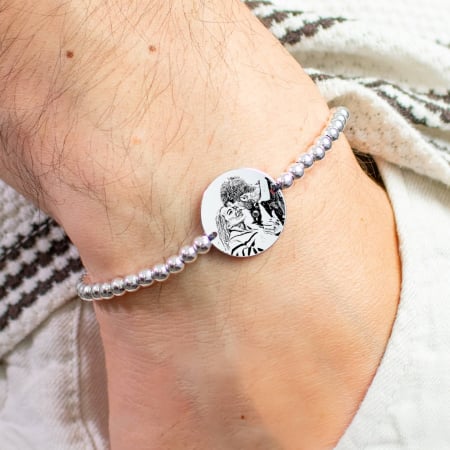 TOP VANZARI - Bratara barbati personalizata cu poza cu bilute stainless steel