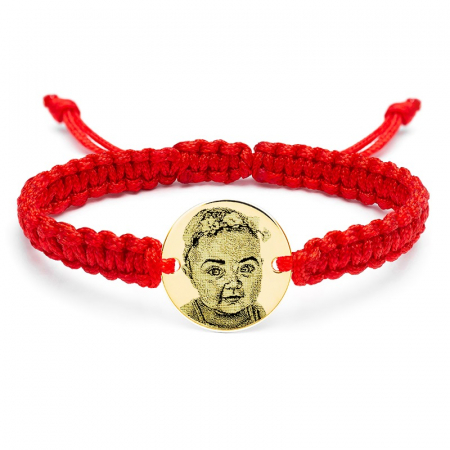 Bratari copii - Bratara copii Argint snur impletit si banut personalizata cu poza (14.5 mm)