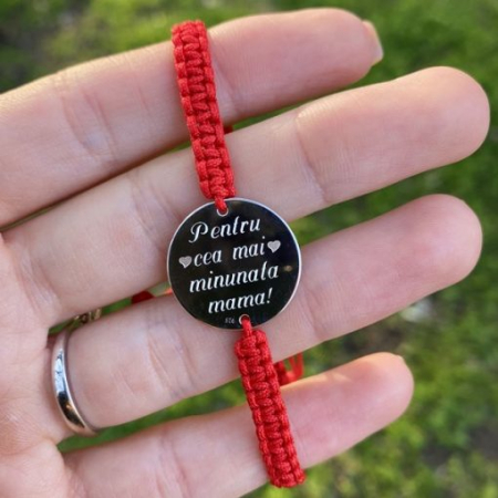 Bratara Snur cu Nume si Banut Personalizat Argint Premium [1]