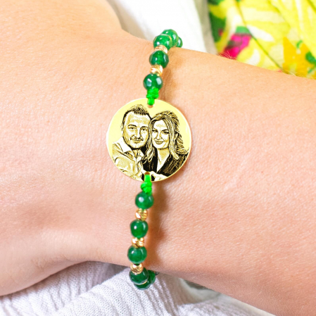 Bratari dama - Bratara dama argint personalizata cu poza, mix jad (17 mm)