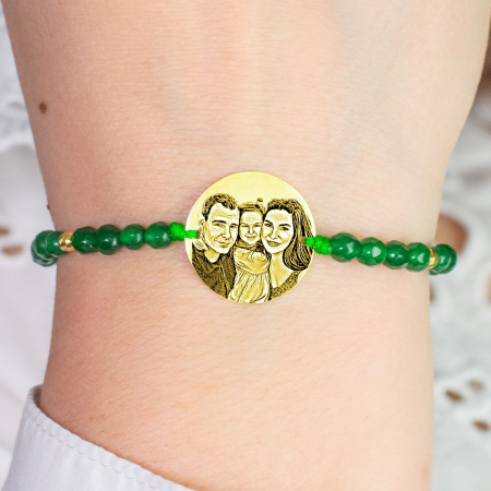 Bratari dama - Bratara dama personalizata cu poza, mix jad cu bilute Argint (17 mm)