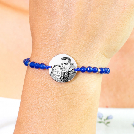 Bratari dama - Bratara dama personalizata cu poza, mix jad fatetat, bilute si banut (17 mm)