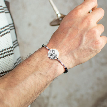 Bratara personalizata cu poza, bilute si onix, banut stainless steel [1]