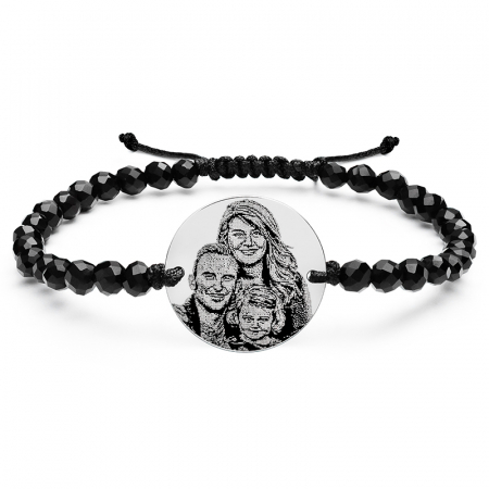 Dupa varsta - Bratara personalizata cu poza si bilute onix – stainless steel