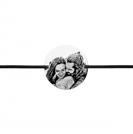 Cadouri personalizate de Paste - Bratara Snur Rosu Argint cu Banut Personalizat si Gravura Foto