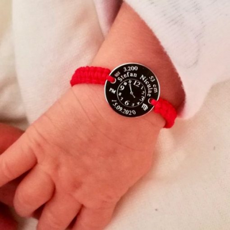 Cadouri personalizate nou nascuti - Bratara Snur Rosu Bebe Personalizat din Argint Premium