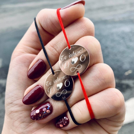 Bratari cuplu Argint personalizate cu mesaj (17 mm) [8]