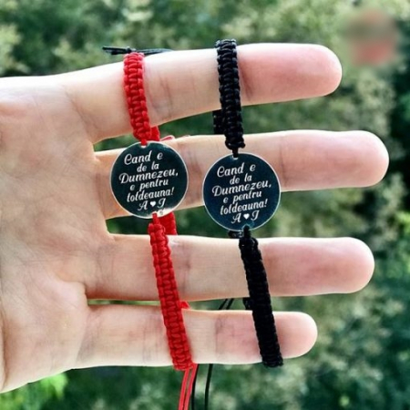 Set 2 bratari cuplu argint - Bratari Banut Personalizate Argint – Cand e de la Dumnezeu!