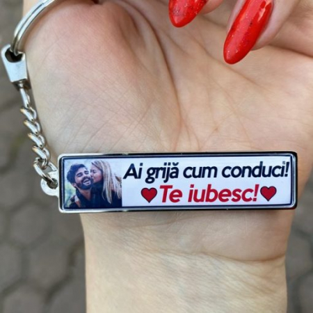 Breloc Ai Grija la Volan Personalizat cu Poza si Mesaj – Ai Grija Cum Conduci! Te Iubesc! [3]