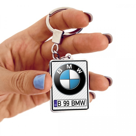 Cadouri personalizate de Paste - Breloc BMW Personalizat cu Marca si Numarul Masinii