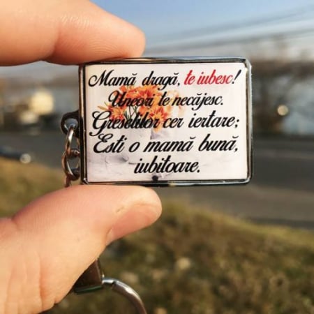 Breloc cheie auto - Breloc cu Poza si Text Personalizat – Mama Draga