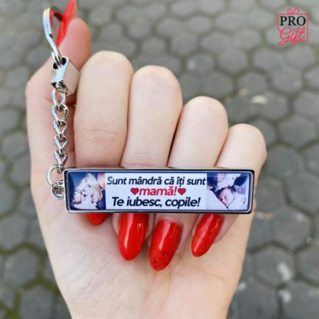 Breloc Personalizat cu Poza si Text – Sunt Mandra Ca Iti Sunt Mama! [1]
