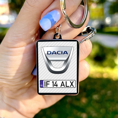 Breloc personalizat auto - Breloc DACIA personalizat cu numarul masinii