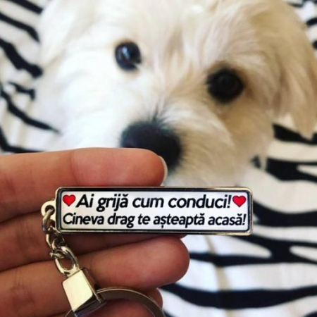 Cadouri personalizate soacra - Breloc de Chei Personalizat cu Mesaj – Ai Grija Cum Conduci! Cineva Drag Te Asteapta Acasa!