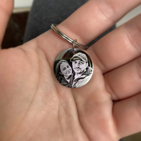 Cadouri personalizate copii - Breloc Personalizat Gravat cu Banut 25 Mm, Cu Poza