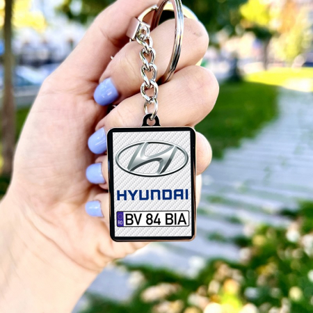 Breloc personalizat auto - Breloc HYUNDAI personalizat cu numarul masinii