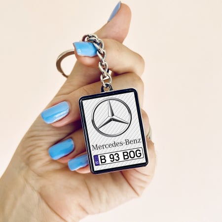 Breloc personalizat auto - Breloc MERCEDES personalizat cu numarul masinii