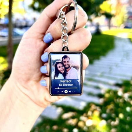 Breloc cuplu - Breloc personalizat – poza si melodie