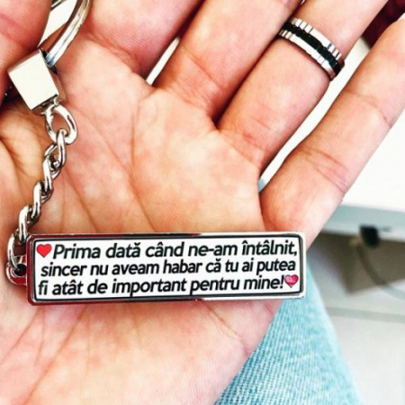 Breloc personalizat cu mesaj – Prima data cand ne-am intalnit [2]