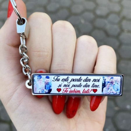 Cadouri personalizate de Paste - Breloc cu Poza Personalizat si Mesaj – Tu Esti Parte Din Noi si Noi Parte Din Tine!