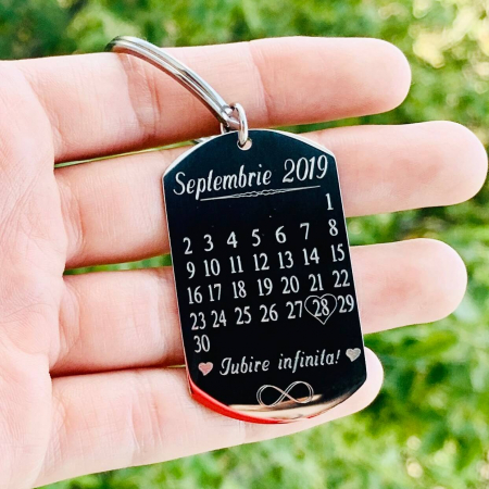 Placuta army - Breloc Personalizat Calendar cu Placuta Army 50 Mm si Gravura – Iubire Infinita