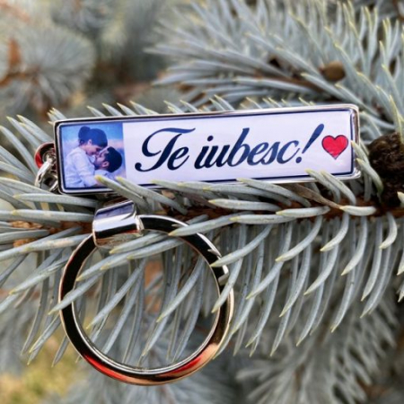 Breloc personalizat cu poza si mesaj – Te iubesc! [3]
