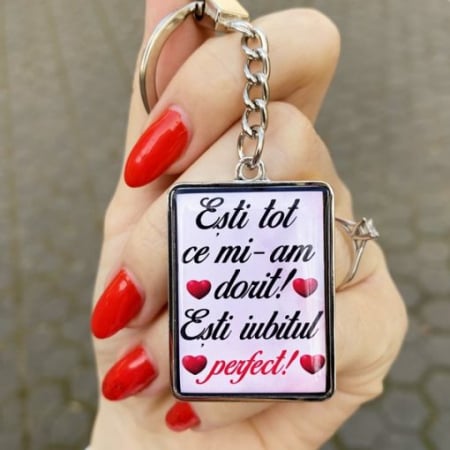 Breloc Pentru Iubit Personalizat cu Mesaj – Esti Tot ce Mi-am Dorit! Esti Iubitul Perfect! [2]