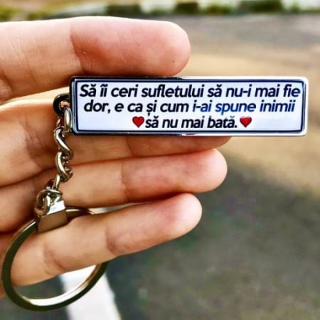 Breloc cheie auto - Breloc personalizat cu mesaj – Sa ii ceri sufletului