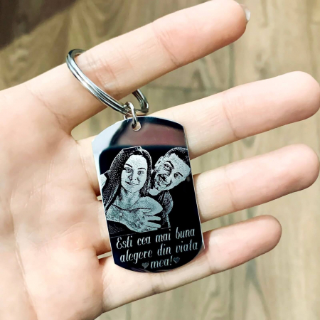 Cadouri personalizate de Paste - Breloc placuta Army 50 mm Model cu poza si mesaj