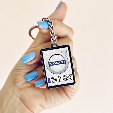 Breloc personalizat auto - Breloc VOLVO personalizat cu numarul masinii