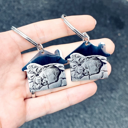 Placuta army - Brelocuri Pentru Cupluri cu Model Casuta 30 Mm Personalizate Gravura cu Poza