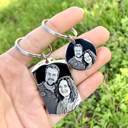 Placuta army - Brelocuri pentru El si Ea, Placuta 50 Mm & Breloc Banut 25 Mm Personalizate, Gravura cu Poza