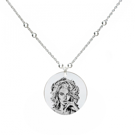Colier cu bilute Argint si banut 19 mm personalizat cu poza [1]