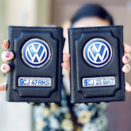 Port acte auto - Pachet Doua Port Acte Piele Personalizate cu Sigla Masinii – VW
