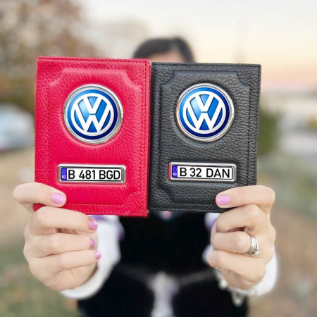 Portofel Volkswagen - Pachet Doua Portofele (rosu si negru) din Piele Personalizate-VW