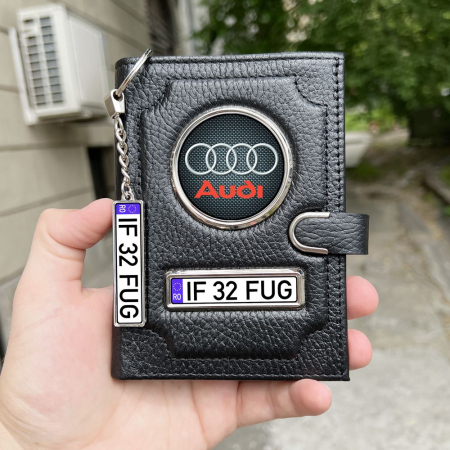 Pachet Portofel din piele cu prindere si breloc – AUDI [0]