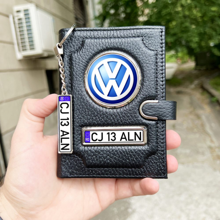 Pachet Portofel din piele cu prindere si breloc-VW [0]