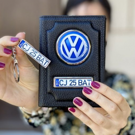 Portofel Volkswagen - Pachet Portofel de Piele Personalizat cu Sigla Masinii si Breloc