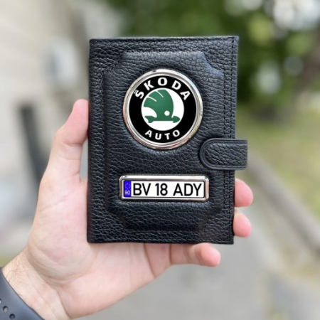 Portofel Port Acte Personalizat Piele cu Sigla Masinii cu capsa- SKODA [0]