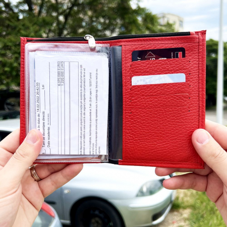Portofel rosu SKODA Personalizat din Piele cu Sigla Masinii [4]