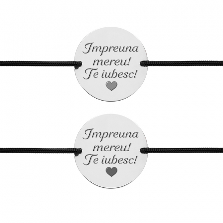 Bratari cuplu Argint personalizate cu mesaj (17 mm) [2]