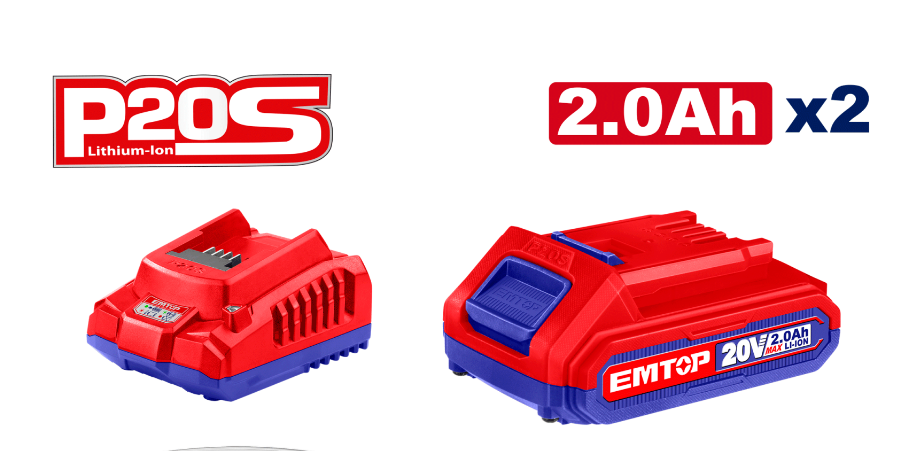 2 x Acumulatori 2.0Ah litiu-ion si incarcator, P20S - ELBCPK1222, EMTOP [2]