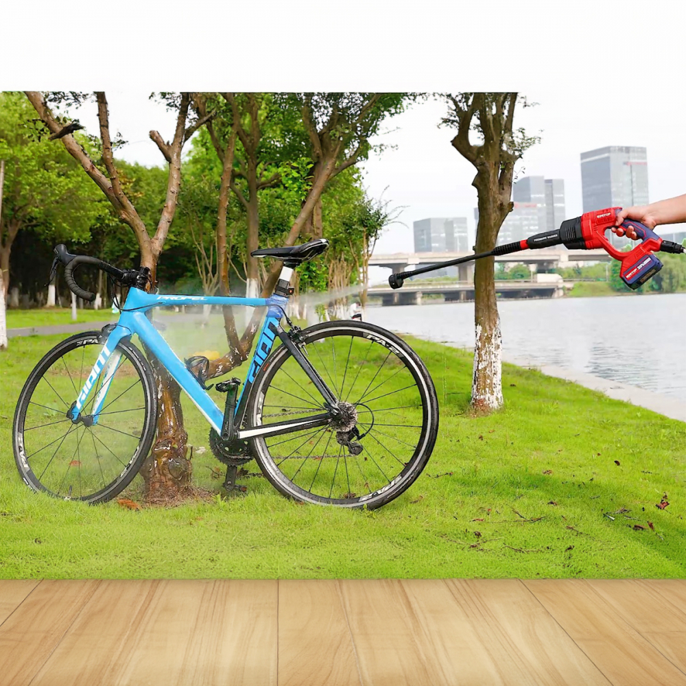 Aparat de spalat cu presiune cu 1 acumulator 4.0AH si incarcator, 24 bari, 6 capete, geanta inclusa - ELPW202501, EMTOP [11]