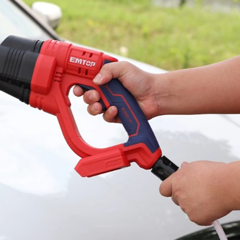 Aparat de spalat cu presiune cu 1 acumulator 4.0AH si incarcator, 24 bari, 6 capete, geanta inclusa - ELPW202501, EMTOP [15]