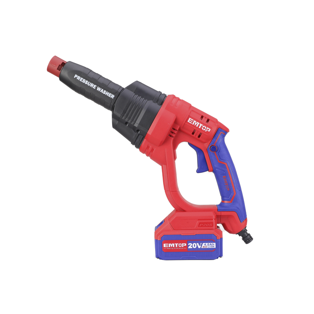 Aparat de spalat cu presiune cu 1 acumulator 4.0AH si incarcator, 24 bari, 6 capete, geanta inclusa - ELPW202501, EMTOP [2]