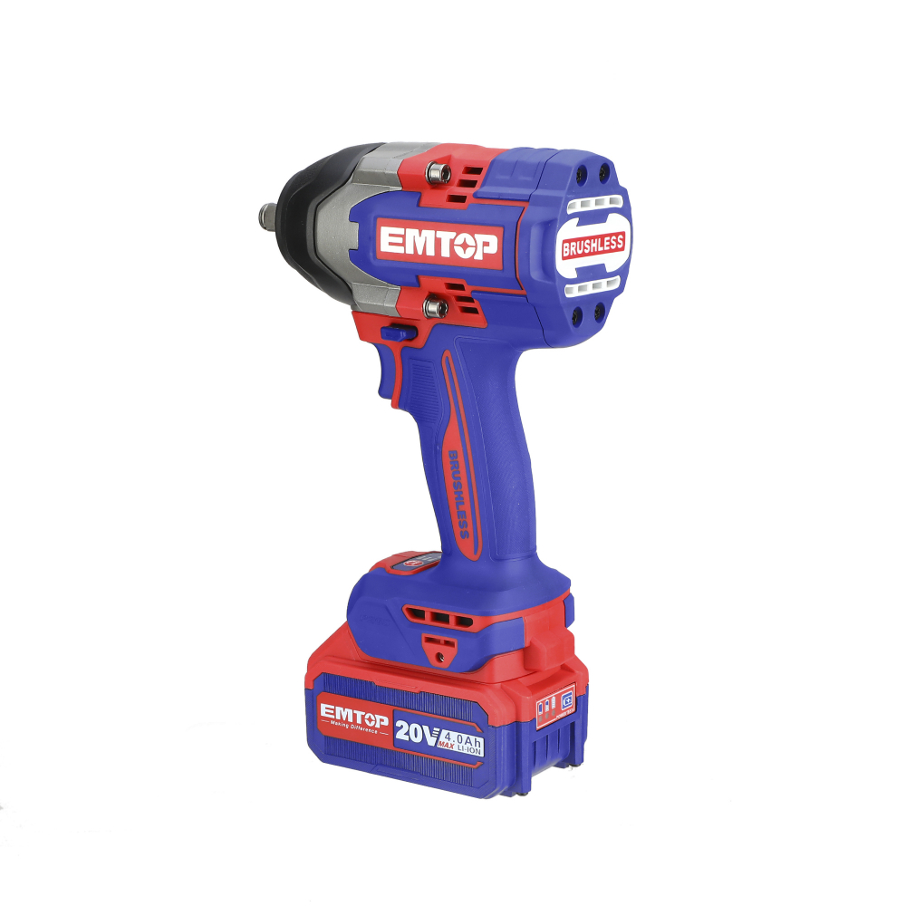 Bormasina de impact si insurubat cu 2 acumulatori 4.0AH, motor fara perii (brushless), 850Nm, cutie de transport - ECiWL2085, EMTOP [4]